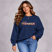 Long Cotton Sweatshirt with “Over Thinker” Logo