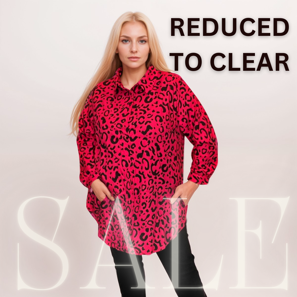 ROCKTHOSECURVES BRIGHT PINK LEOPARD PRINT SHIRT / BLOUSE