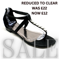 ROCKTHOSECURVES BLACK SHIMMER FLAT SANDALS WITH JEWEL T-BAR