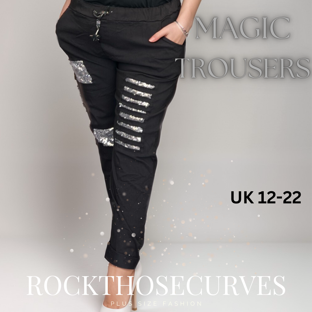 ROCKTHOSECURVES STRETCHY MAGIC TROUSERS / JEANS WITH SEQUIN PATCHES