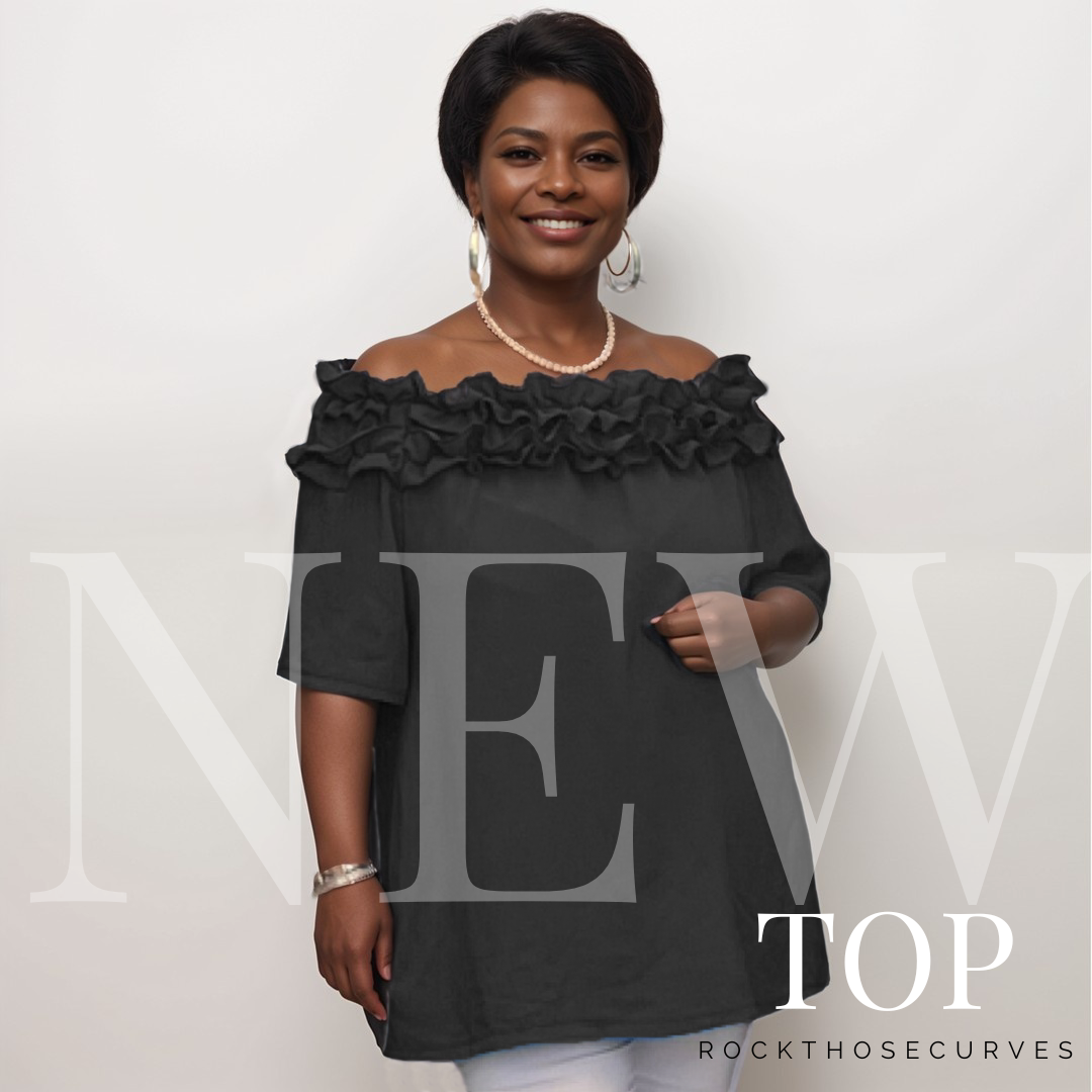 ROCKTHOSECURVES RUFFLED NECKLINE OFF SHOULDER PRETTY TOP / BLOUSE