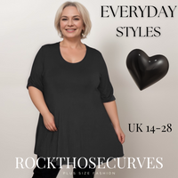 ROCKTHOSECURVES LOOSE FITTING A-LINE SWING TOP WITH BUTTON SLEEVES