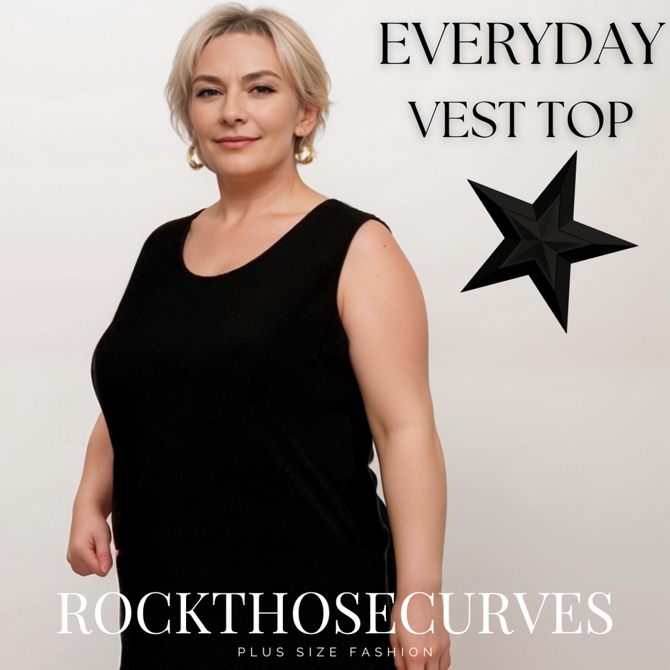 SLEEVELESS VEST CUT SIDE TOP / T-SHIRTBLACK / UK 12-14