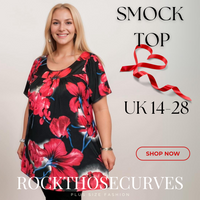 ROCKTHOSECURVES BRIGHT BOLD FLORAL SHORT SLEEVE A-LINE SMOCK TOP