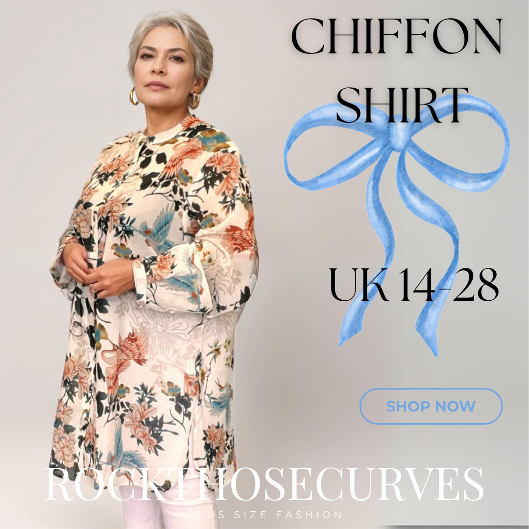 ROCKTHOSECURVES WHITE BIRDS PRINT LONG GRANDAD SHIRT