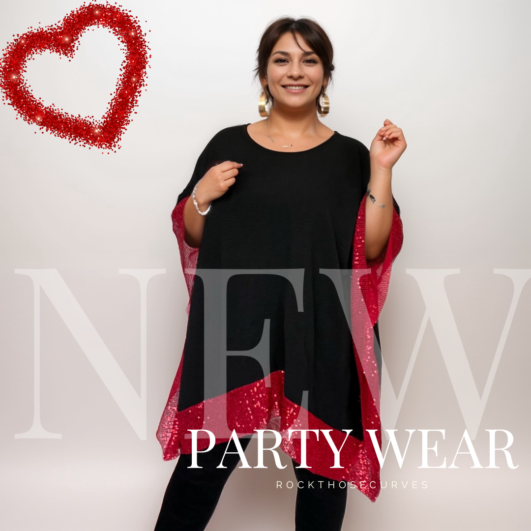 Oversized Sequin-Trim Kaftan Blouse