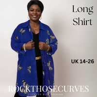 ROCKTHOSECURVES LONG LENGTH CHIFFON BLOUSE / SHIRT WITH BUTTERFLY PRINT