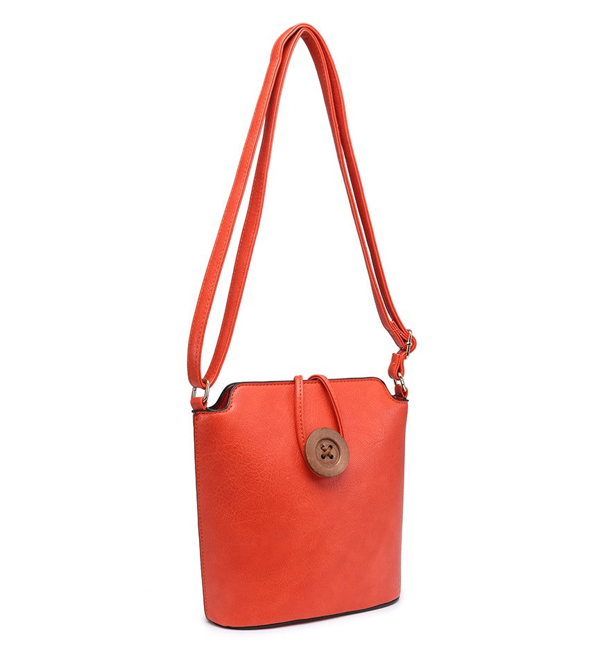 MEDIUM CROSS-BODY BAG HANDBAG WITH SHOULDER STRAPS + BUTTON DETAIL