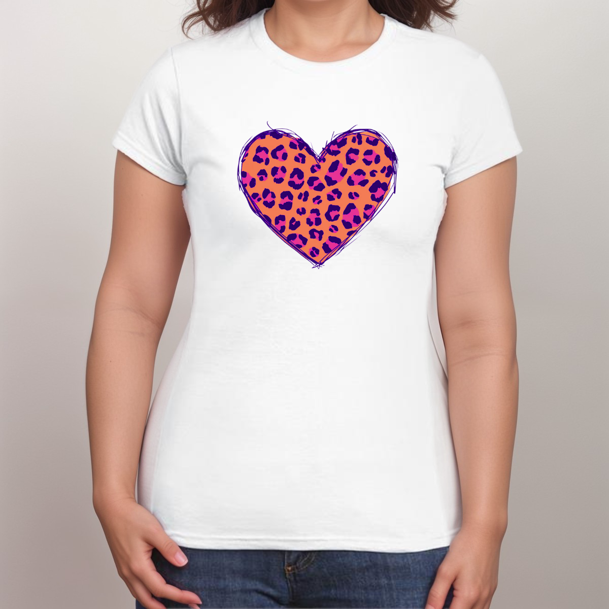 LEOPARD HEART WHITE T-SHIRT