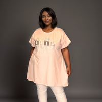Plus‑Size Studded Girl Logo Swing Top