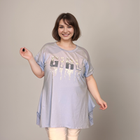Plus‑Size Studded Girl Logo Swing Top
