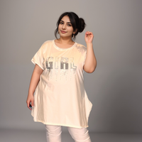 Plus‑Size Studded Girl Logo Swing Top