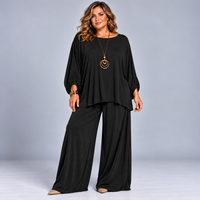 Two Piece Loose Fit Palazzo Trousers + Batwing Top Outfit