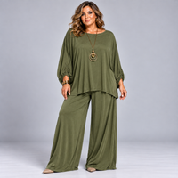 Two Piece Loose Fit Palazzo Trousers + Batwing Top Outfit