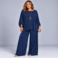 Two Piece Loose Fit Palazzo Trousers + Batwing Top Outfit