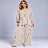 Two Piece Loose Fit Palazzo Trousers + Batwing Top Outfit