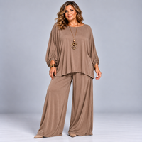 Two Piece Loose Fit Palazzo Trousers + Batwing Top Outfit