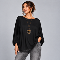 Oversized Batwing Blouse / Top with Necklace