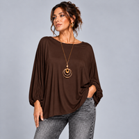 Oversized Batwing Blouse / Top with Necklace