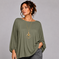 Oversized Batwing Blouse / Top with Necklace