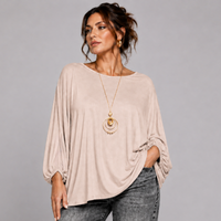 Oversized Batwing Blouse / Top with Necklace