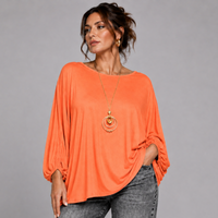 Oversized Batwing Blouse / Top with Necklace