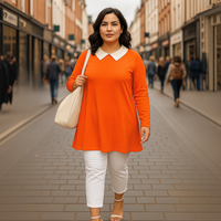 Peter Pan Collar Long Sleeve Swing Top
