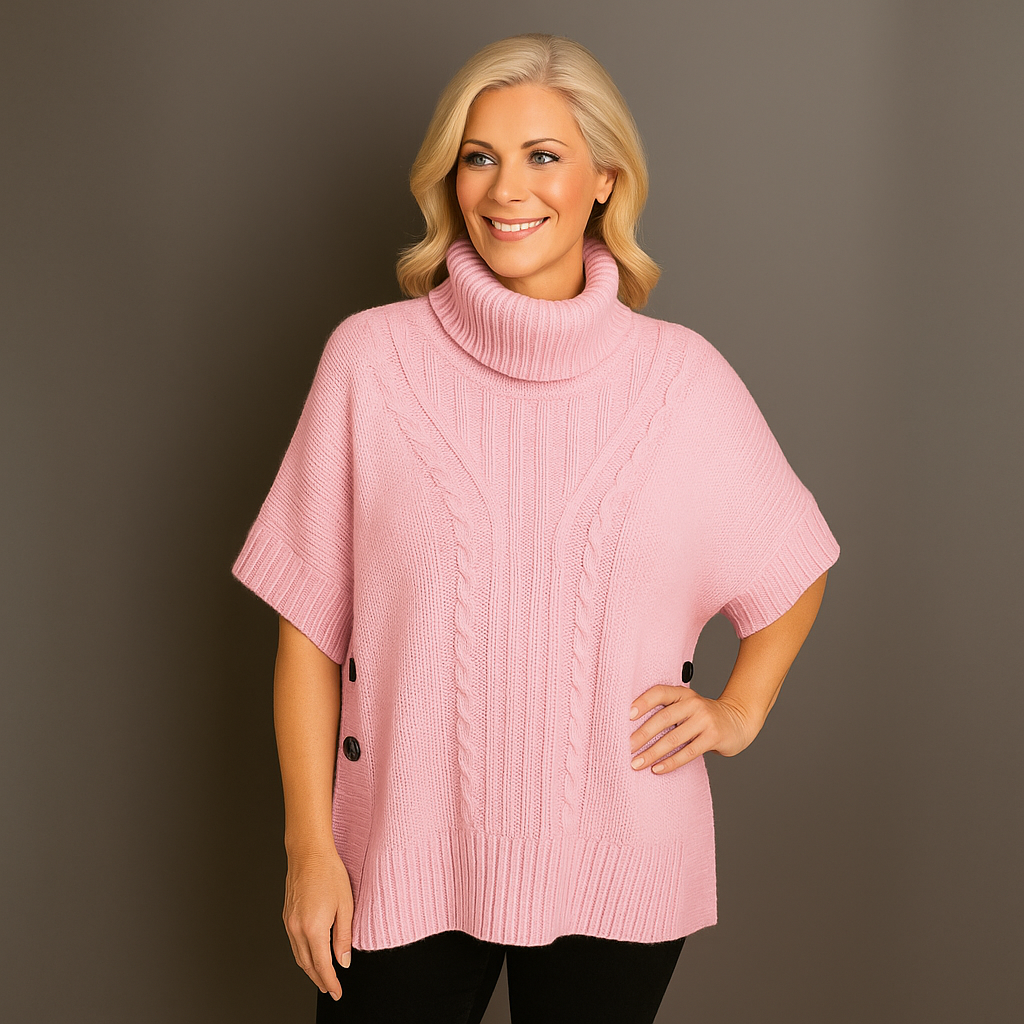 Chunky Knit Polo Neck Poncho / Jumper
