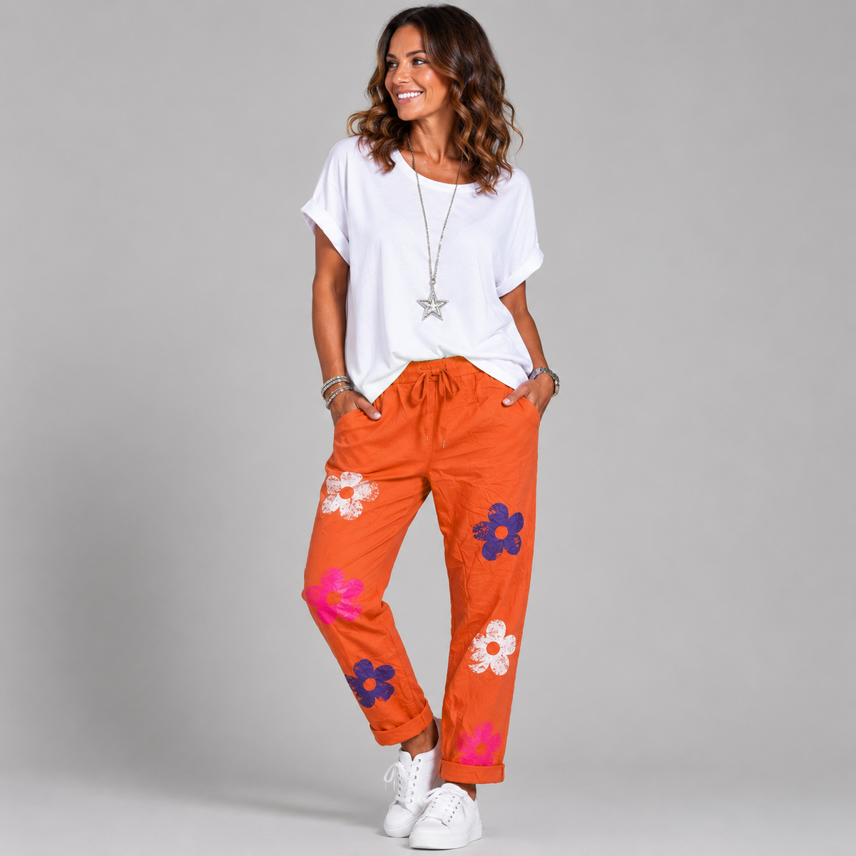Super Stretch Magic Trousers / Jeans with Hippy Flowers