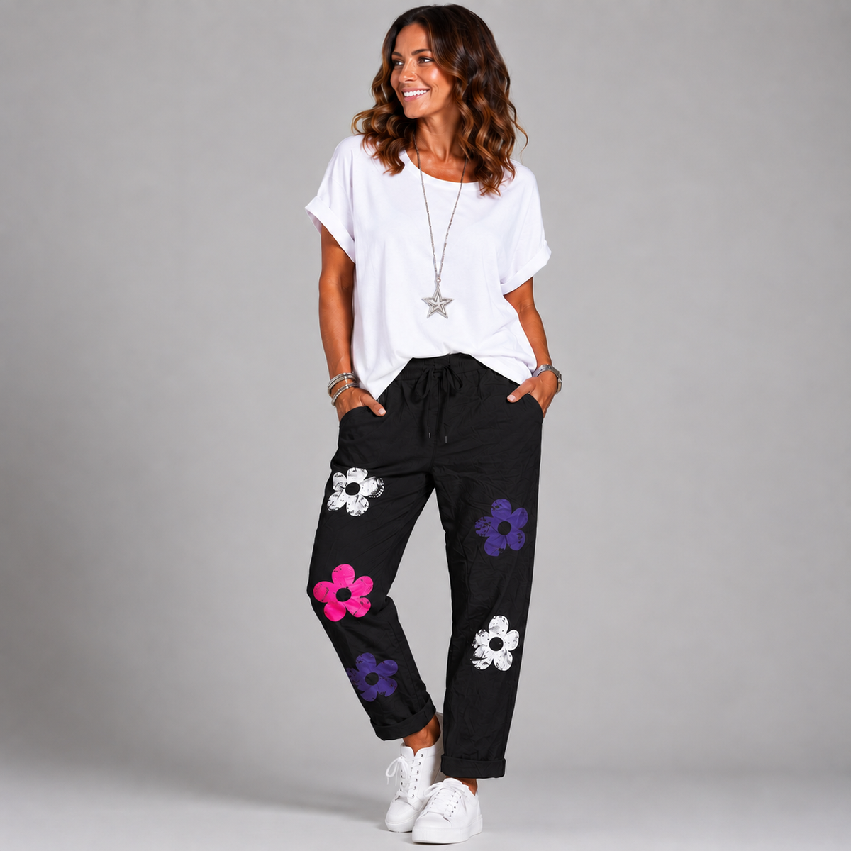 Super Stretch Magic Trousers / Jeans with Hippy Flowers