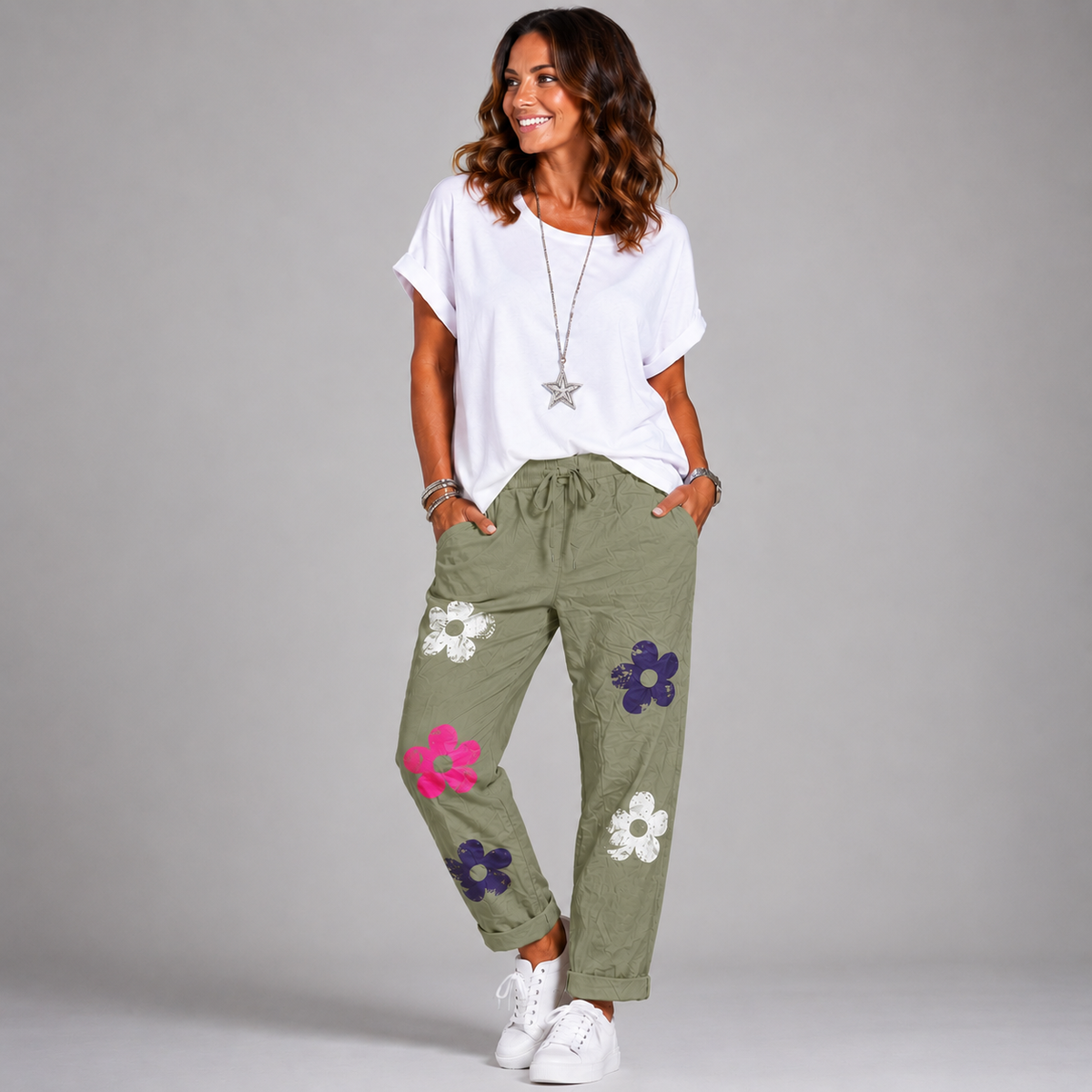 Super Stretch Magic Trousers / Jeans with Hippy Flowers