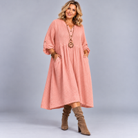 Cotton Loose Fitting Midi Dress with Pockets