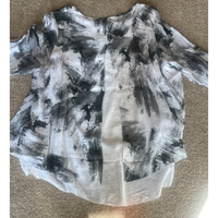 Chiffon Tie Dye Split Back Hanky Hem Blouse