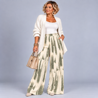 Cotton Paint Splash Elastic Waist Palazzo Trouser with Pockets