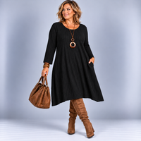 Soft Fine Knit Ribbed Jumper Dress with Pockets