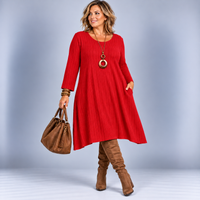 Soft Fine Knit Ribbed Jumper Dress with Pockets