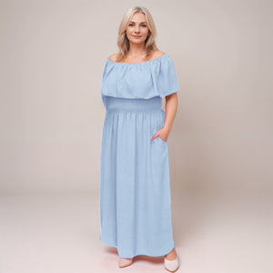 Maxi Dress Smocked Waist Pockets