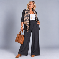 High Smock Waist Wide Leg Trousers With Pockets