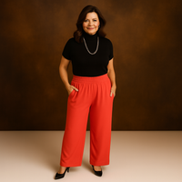 High Smock Waist Wide Leg Trousers With Pockets
