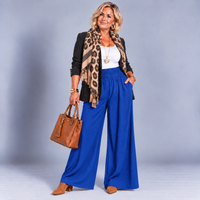 High Smock Waist Wide Leg Trousers With Pockets
