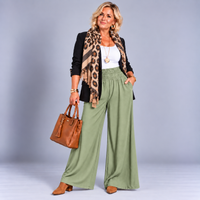 High Smock Waist Wide Leg Trousers With Pockets