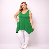 Sleeveless Long Hanky Hem Tunic Top