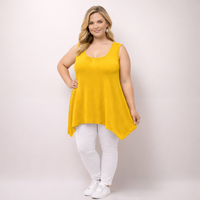 Sleeveless Long Hanky Hem Tunic Top