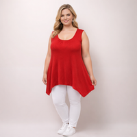 Sleeveless Long Hanky Hem Tunic Top