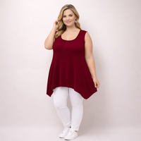 Sleeveless Long Hanky Hem Tunic Top