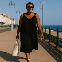 Sleeveless Swing Dress with Plaited Straps