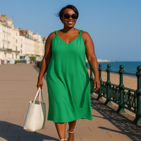 Sleeveless Swing Dress with Plaited Straps