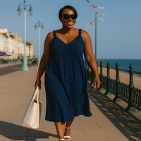 Sleeveless Swing Dress with Plaited Straps