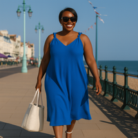 Sleeveless Swing Dress with Plaited Straps