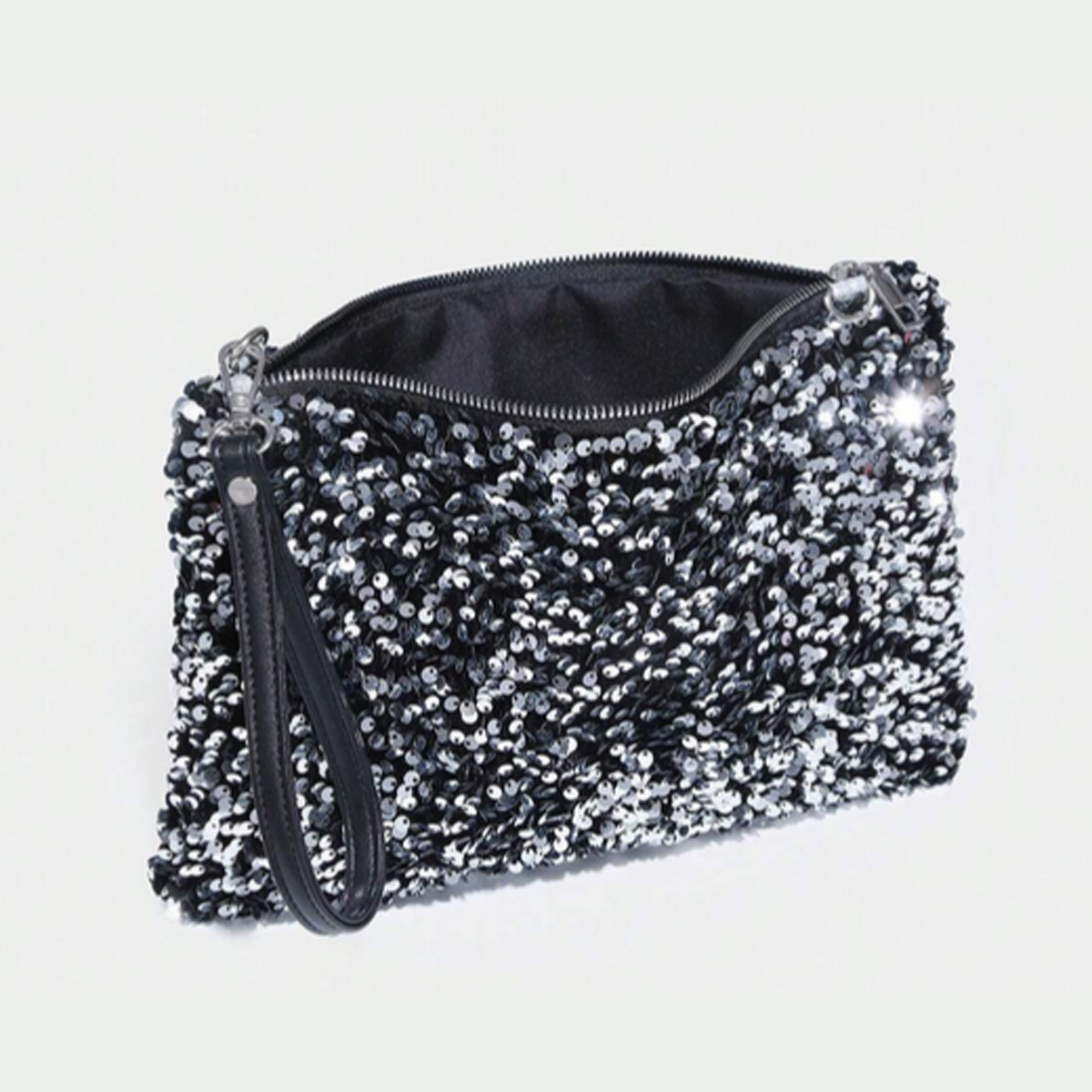 Sparkly Sequin Evening Clutch Bag with Detachable Wrist Strap